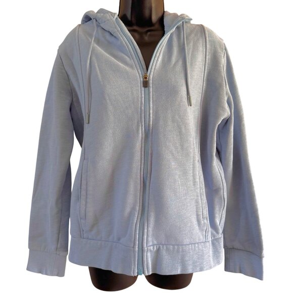 Figs M Baby Blue Zip-Up Hoodie With Pockets & Hood Sweatshirt Scrubs - Picture 1 of 7